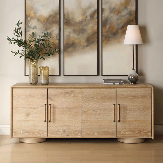 Evanston 4 Door Cabinet by Uttermost in woodtone. Made from oak, aged oak veneer, plywood in a unique style.