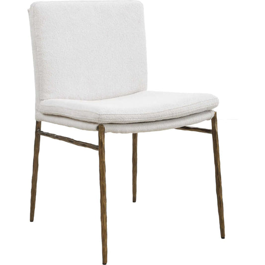 001 SI-2526326 | Primary Silo | Ascend Textured Dining Chair by Uttermost in white boucle, gold. Made from metal, plywood, foam, fabric in a unique style.