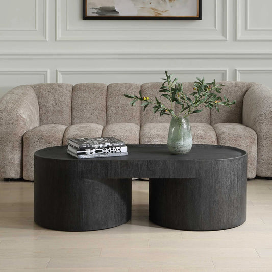 Isbell Coffee Table by Uttermost in black, woodtone. Made from elm, elm veneer, plywood in a unique style.