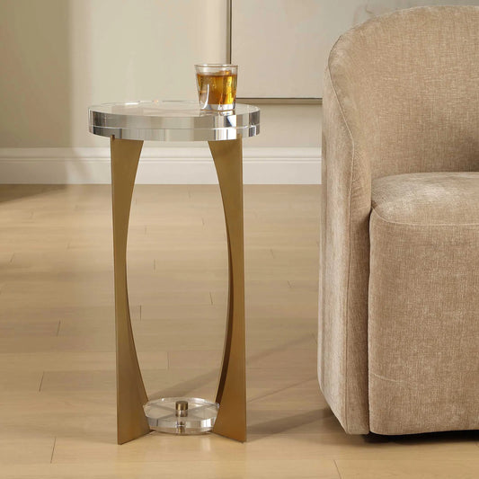 Kolkata Accent Table by Uttermost in brass. Made from iron, crystal in a unique style.