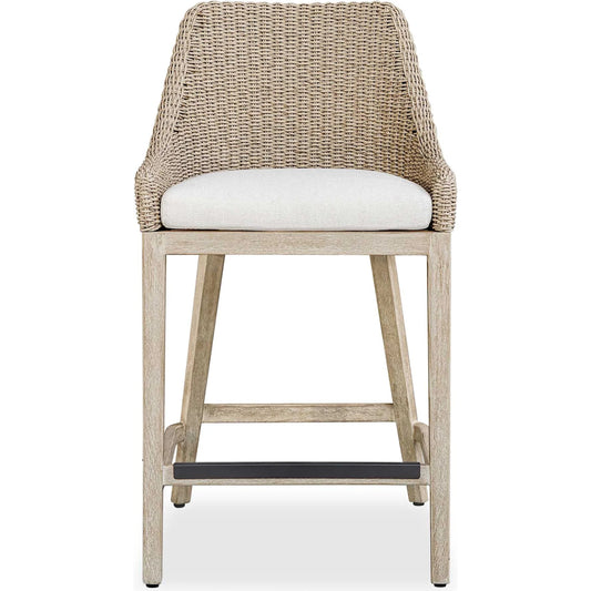 001 SI-2526344 | Primary Silo | Paloma Outdoor Wicker Counter Stool by Uttermost in brown, gray, white and white. Made from mahogany wood, aluminum with wicker in a unique style.
