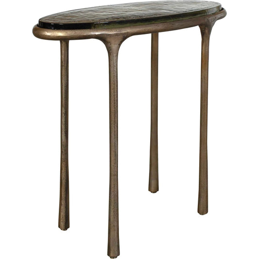 003 SI-2630717 | Primary Silo | Ata Oval Accent Table by Uttermost in brass and brass. Made from aluminium, cast glass in a unique style.