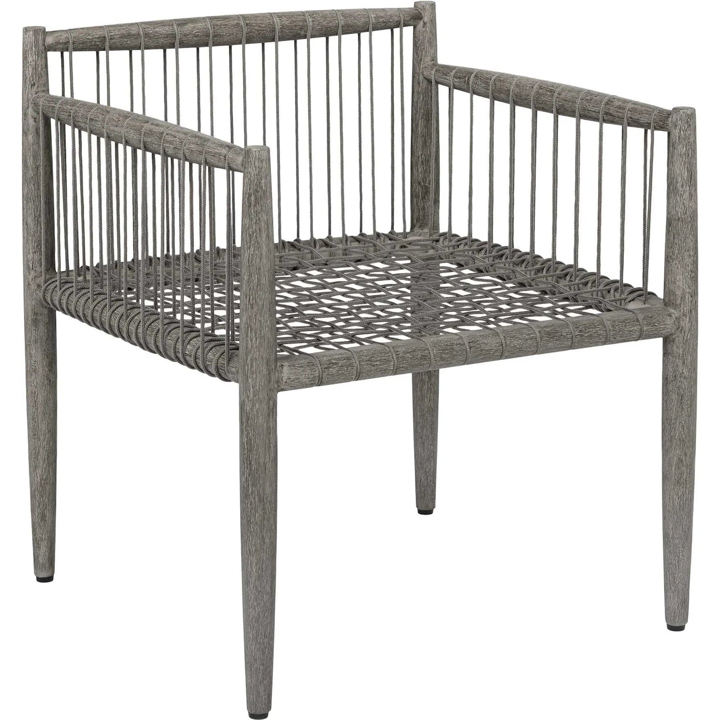 006 SI-2630812 | Unknown | Borneo Indoor/Outdoor Dining Chair by Uttermost in gray and dark. Made from mahogany wood, rope ole r13 dia, fabric sunbrella nuance dove in a unique style.