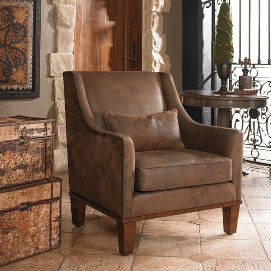 Clay Armchair by Uttermost. Made from fabric, wood, plywood, foam in a cottage & farmhouse style.