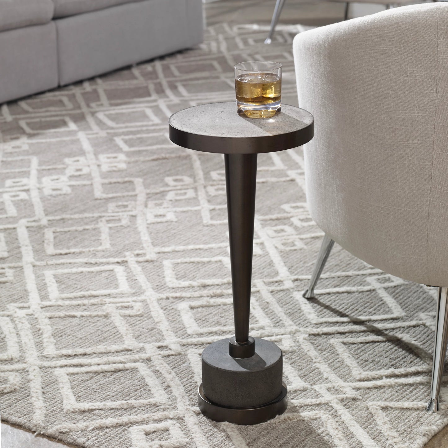 003 S-328986 | Lifestyle | Masika Accent Table by Uttermost in bronze. Made from concrete, metal in a modern style.