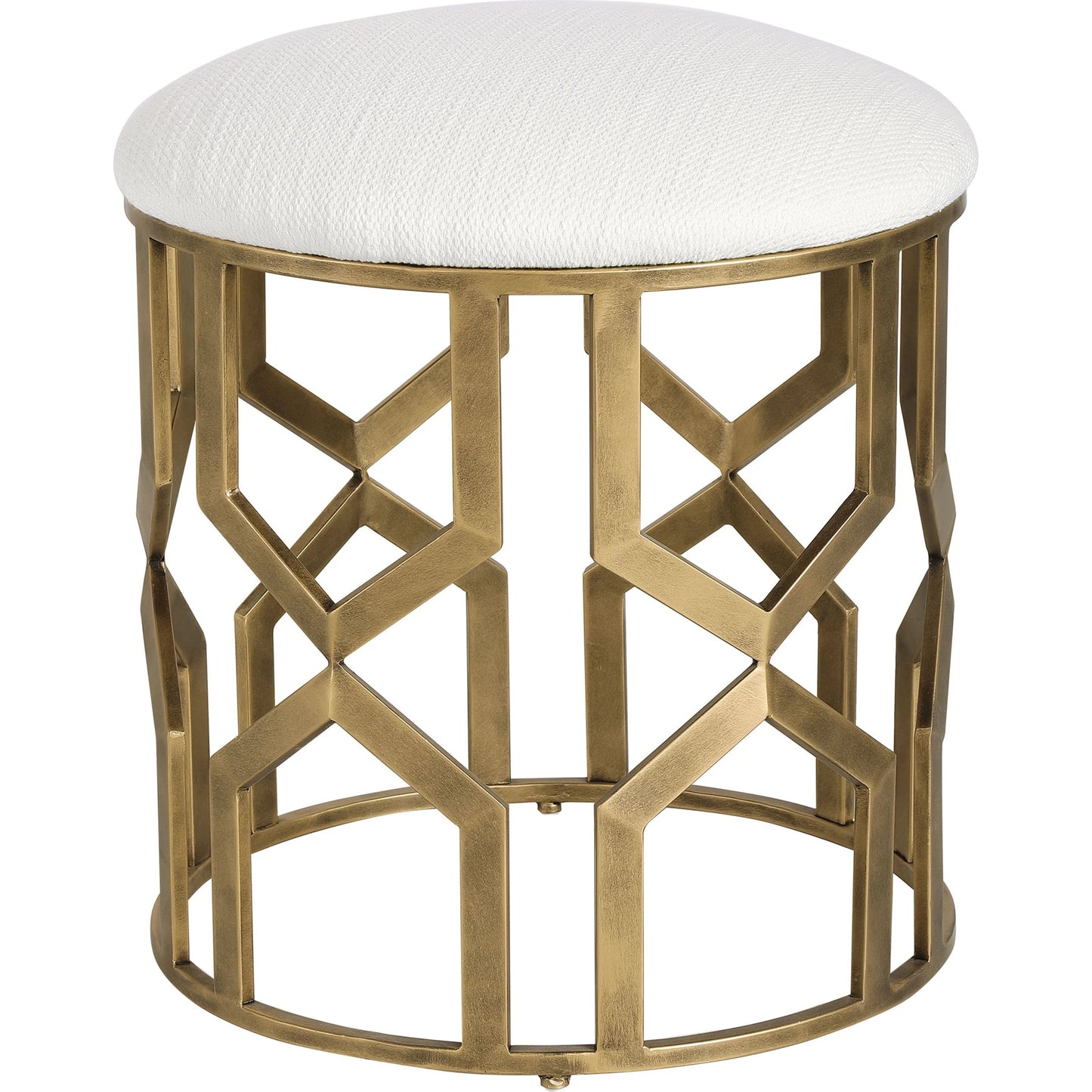 005 SR-824182 | Additional Silo | Trellis Geometric Accent Stool by Uttermost. Made from iron, mdf, fabric, foam in a transitional style.