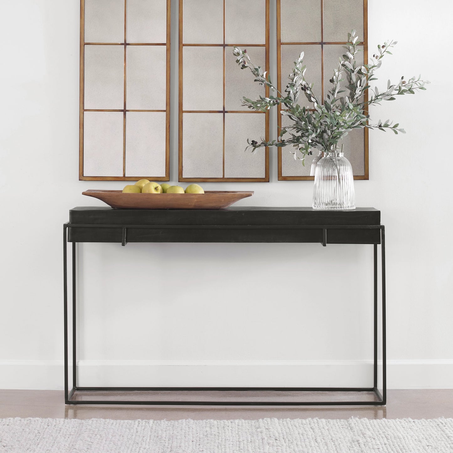 006 SI-1750294 | Lifestyle | Telone Console Table by Uttermost in black. Made from iron, aluminum in a modern style.