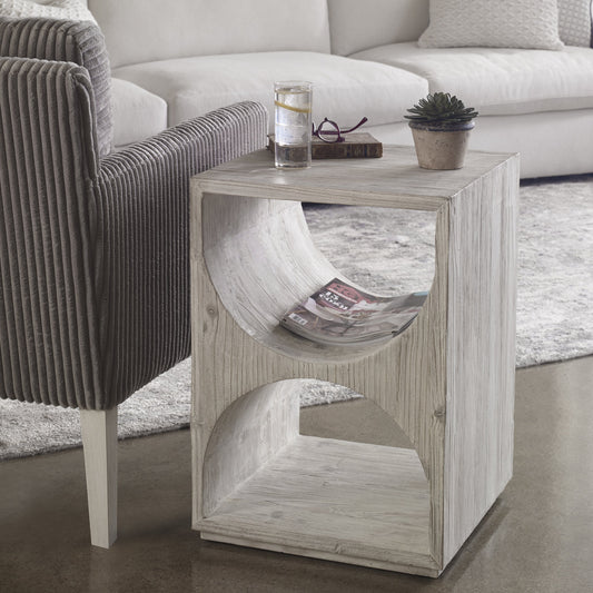 Hans Side Table by Uttermost in ivory. Made from fir wood, plywood in a eclectic & global style.