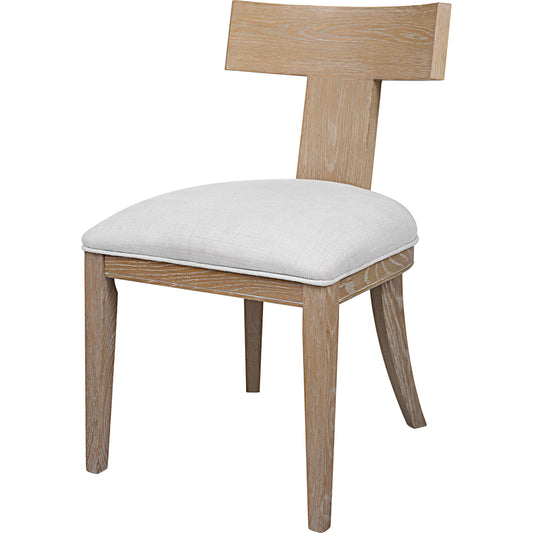 001 SI-1750266 | Primary Silo | Idris Chair by Uttermost in natural, white. Made from oak solid wood, bend wood, plywood, fabric, foam in a eclectic & global style.