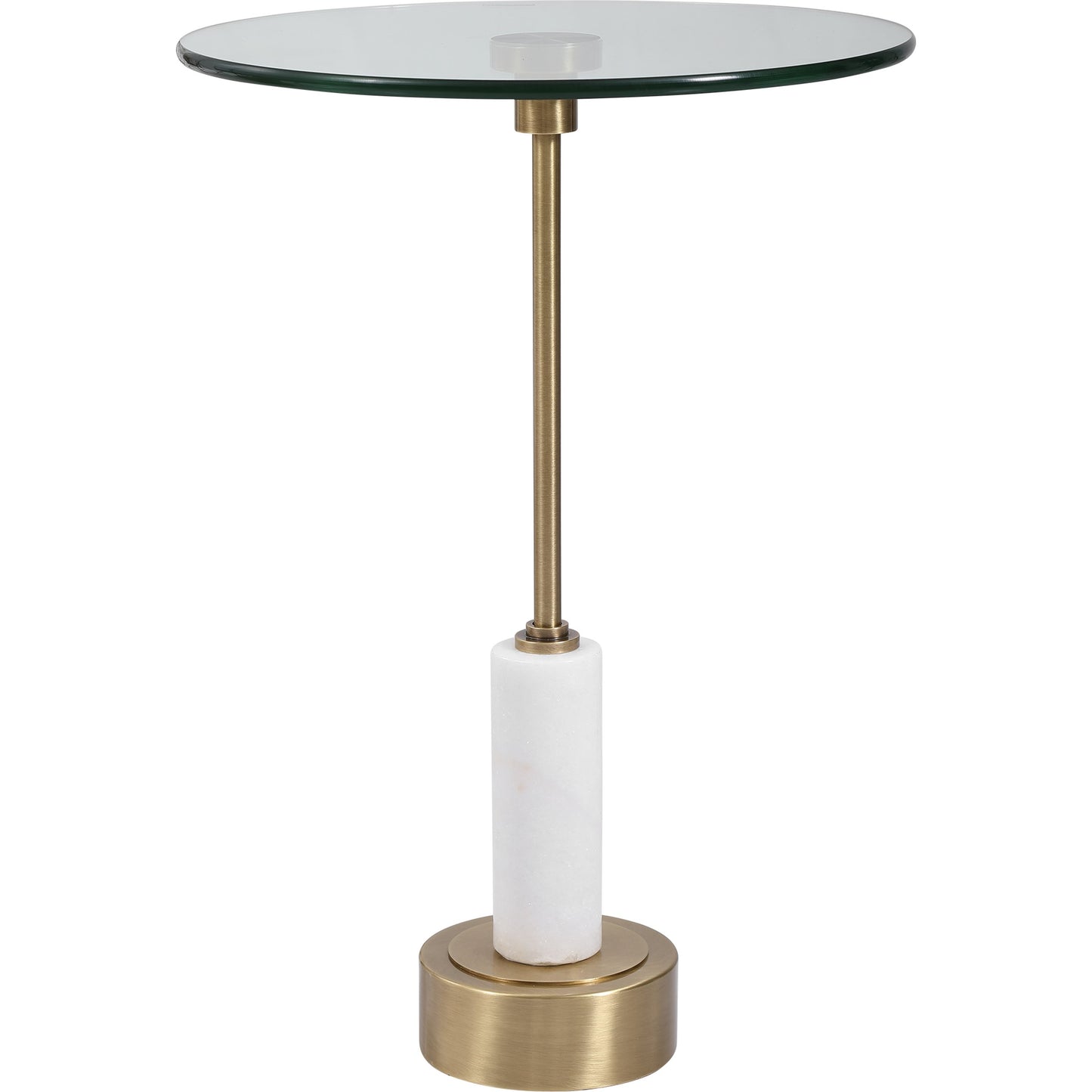 002 SI-1750283 | Additional Silo | Portsmouth Accent Table by Uttermost in brushed brass. Made from iron, marble, glass in a modern style.