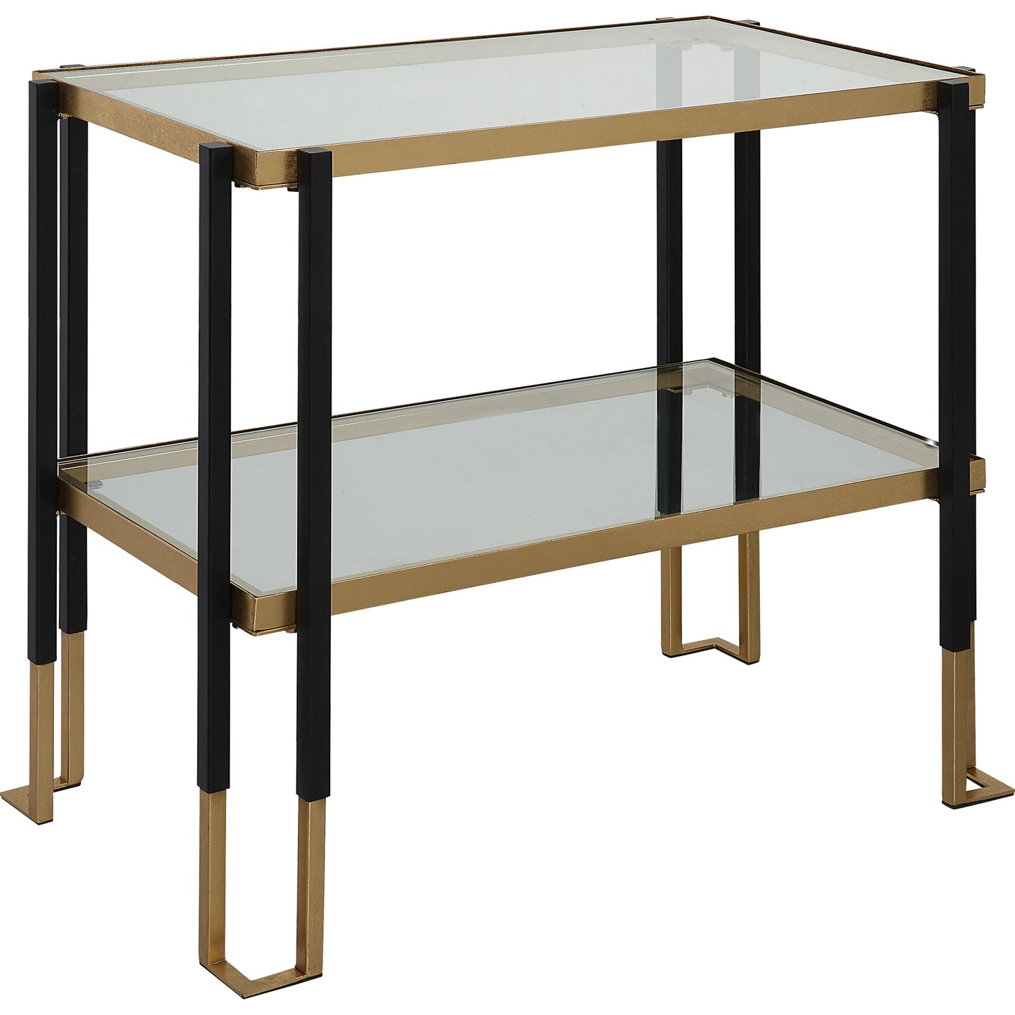 002 SI-1754817 | Additional Silo | Kentmore Side Table by Uttermost in matte black, brushed gold. Made from iron, tempered glass in a transitional style.