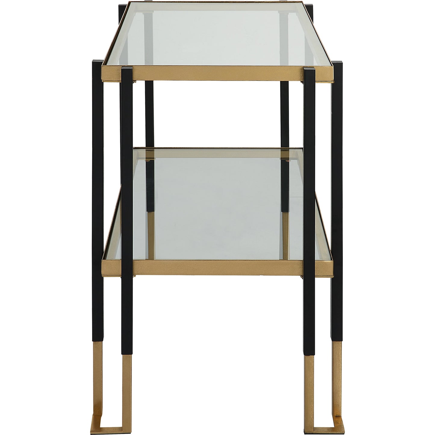 004 SI-1754817 | Additional Silo | Kentmore Side Table by Uttermost in matte black, brushed gold. Made from iron, tempered glass in a transitional style.