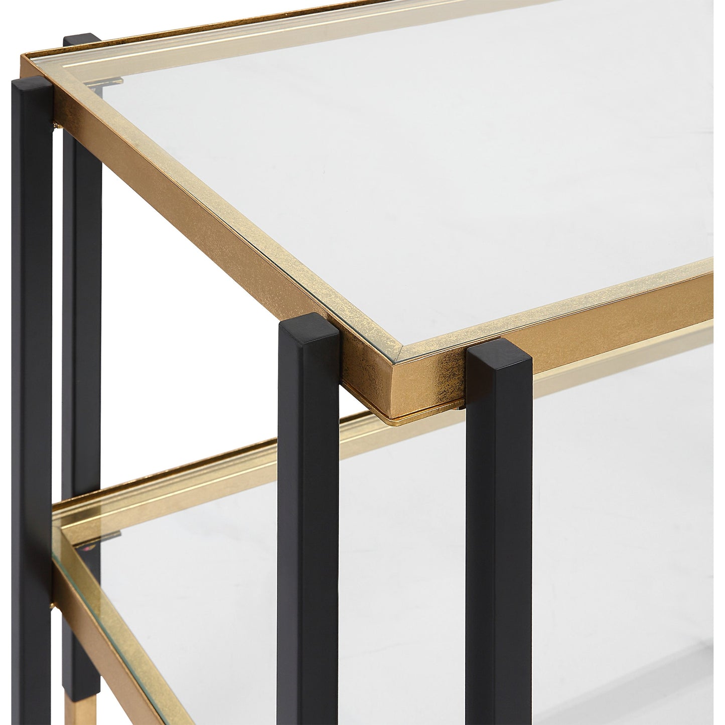 005 SI-1754817 | Additional Silo | Kentmore Side Table by Uttermost in matte black, brushed gold. Made from iron, tempered glass in a transitional style.