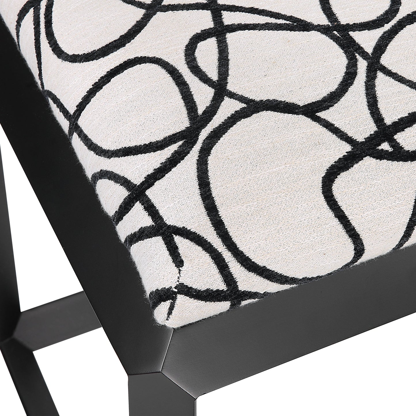 006 SI-2016442 | Additional Silo | Curls Bench by Uttermost in stone gray and satin black. Made from iron, mdf, polyester, foam in a modern style.