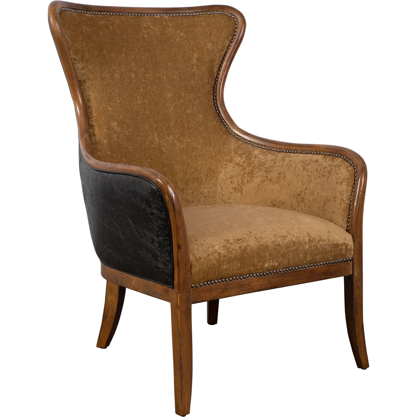 006 S-252824 | Additional Silo | Snowden Tan Wing Chair by Uttermost. Made from wood, foam, fabric, pu leather in a cottage & farmhouse style.