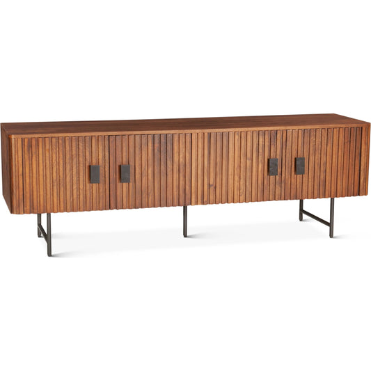 Halden 67" Plasma Cabinet by World Interiors in brown and pecan brown, matte black. Made from mango wood in a transitional style.