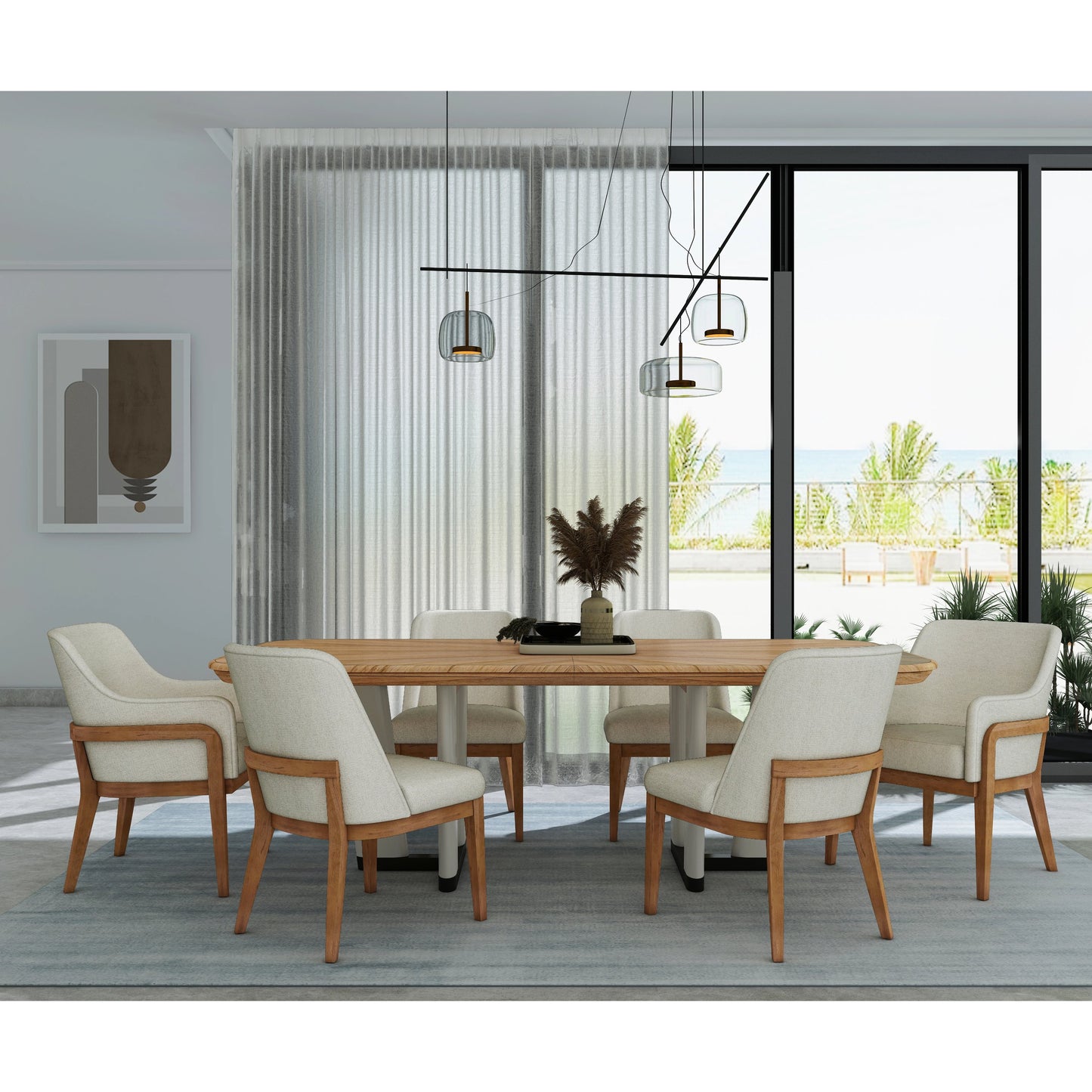 007 SI-2065176 | Lifestyle | Portico Rectangular Dining Table by A.R.T. Furniture in sienna, white plaster. Made from parawood solids, mindi veneers, resin, metal in a modern style.