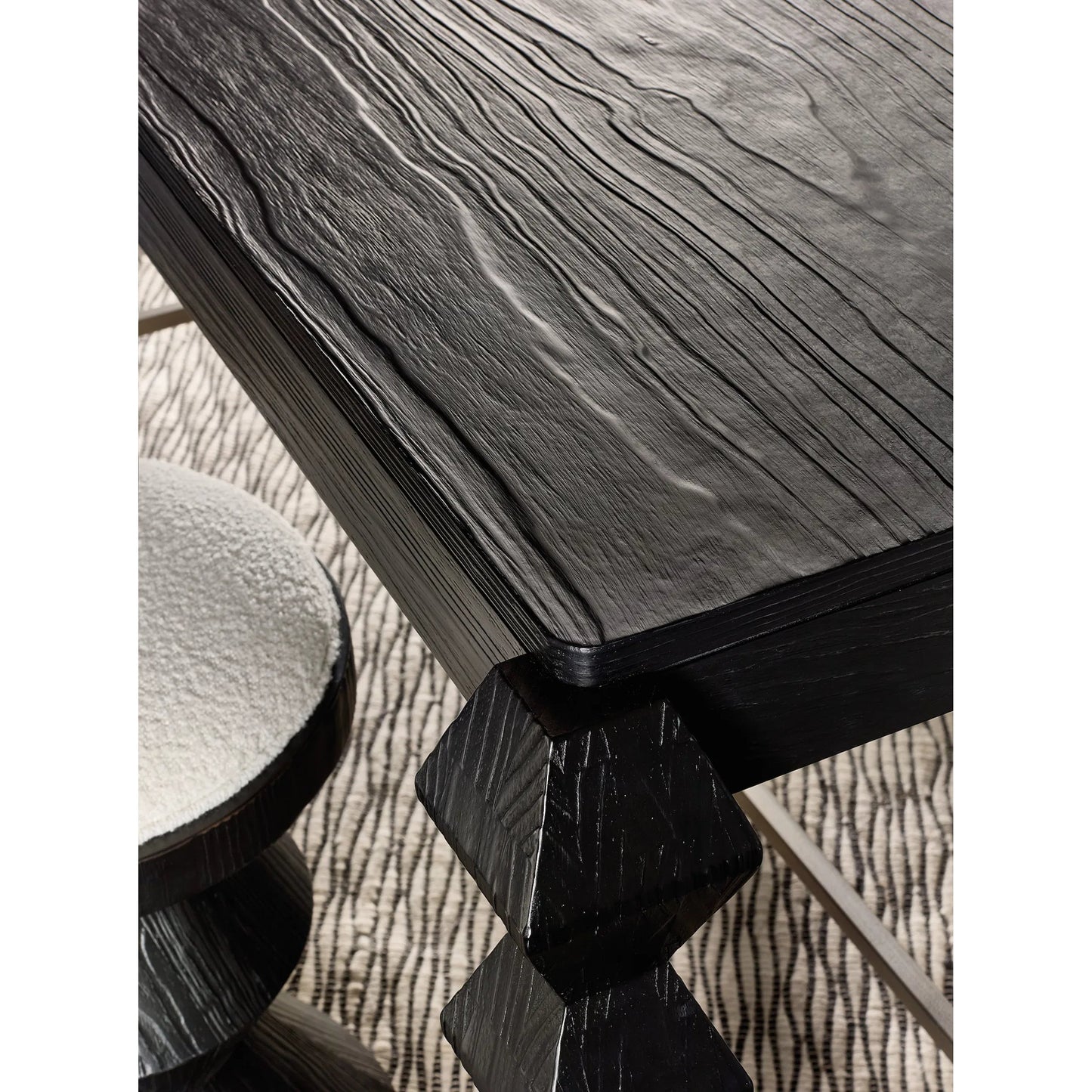 003 SI-2354003 | Closeup | Commerce and Market Xaden Gathering Desk by Hooker Furniture in charred black. Made from pine solids, pine veneers, metal, resin in a unique style.