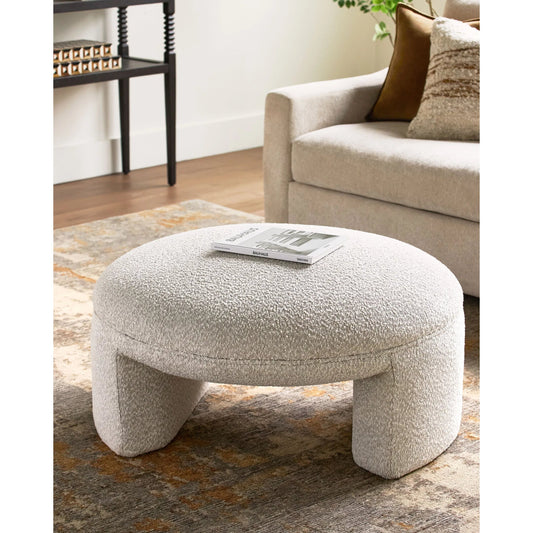 Floyd Ottoman 539539 by Surya in beige, off-white and natural. Made from polyester, plywood, polyurethane foam, dacron in a transitional style.