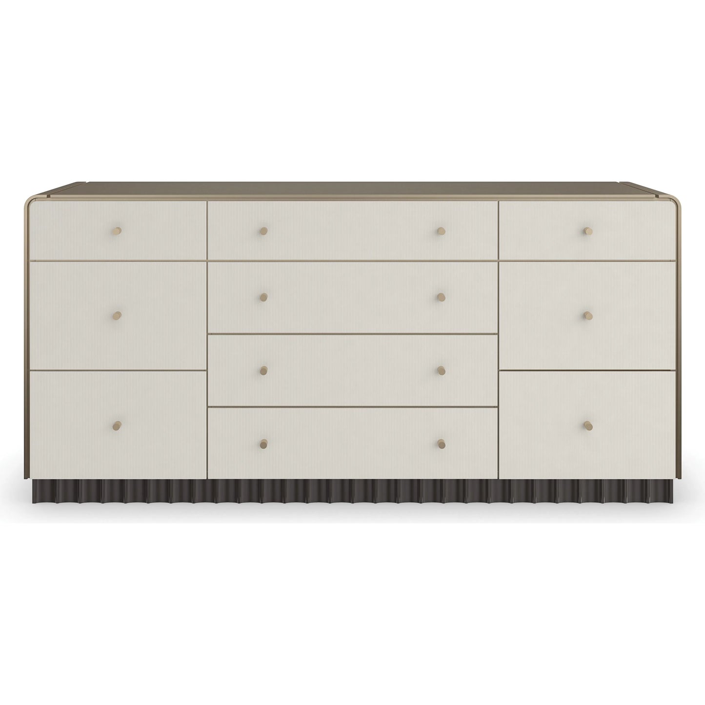 003 SI-2162861 | Additional Silo | Circadian Dresser by Caracole in dark chocolate, gold and ivory, brushed whisper of gold paint, dark chocolate. Made from poplar in a modern style.