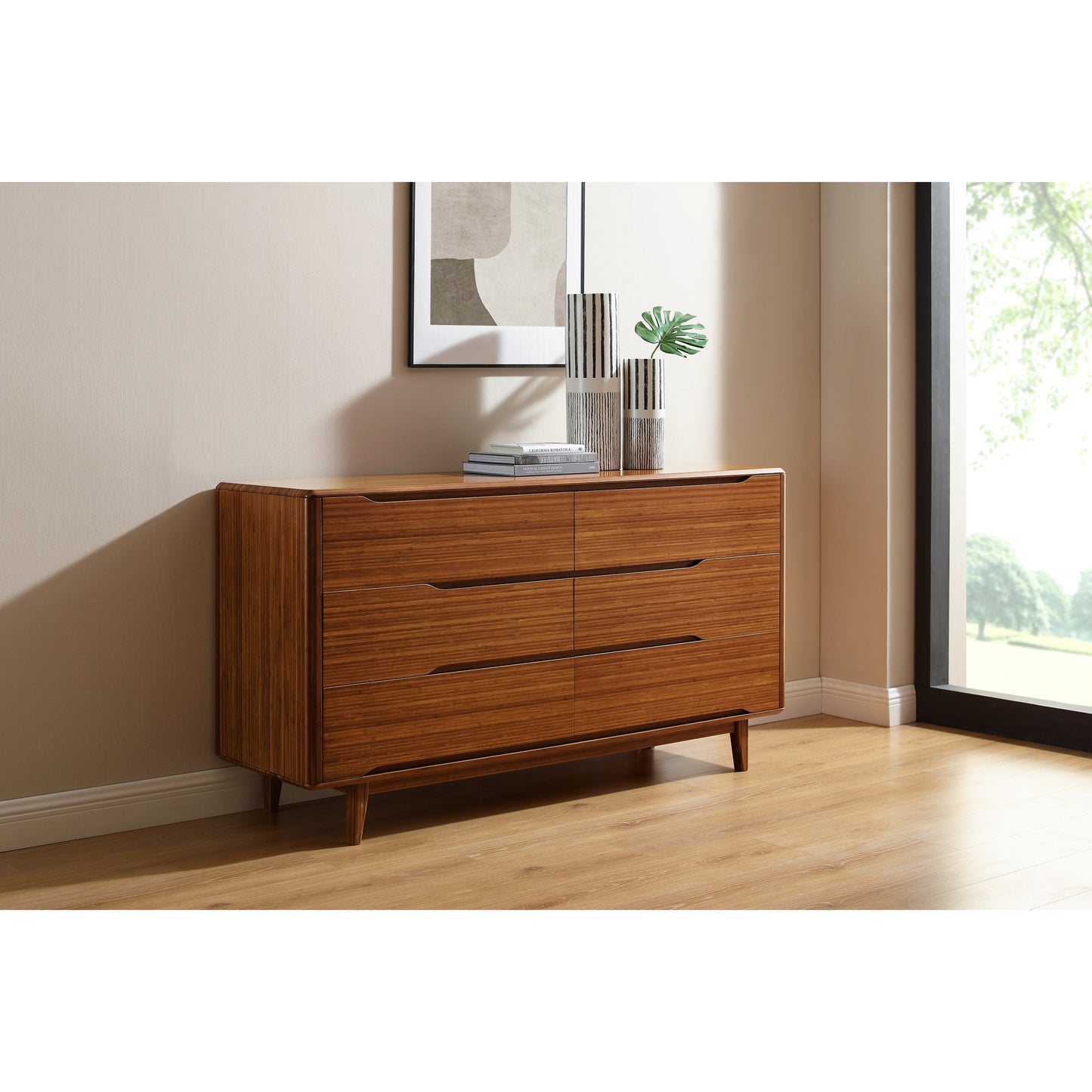 005 SI-2107591 | Additional Silo | Currant Six Drawer Double Dresser by Greenington in amber. Made from solid moso bamboo in a modern style.
