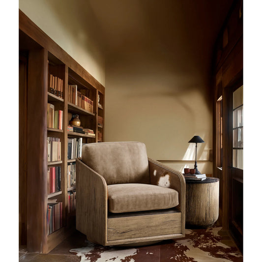Stone Ridge Marble Round Side Table by Jonathan Charles in tully light acacia. Made from acacia in a modern style.