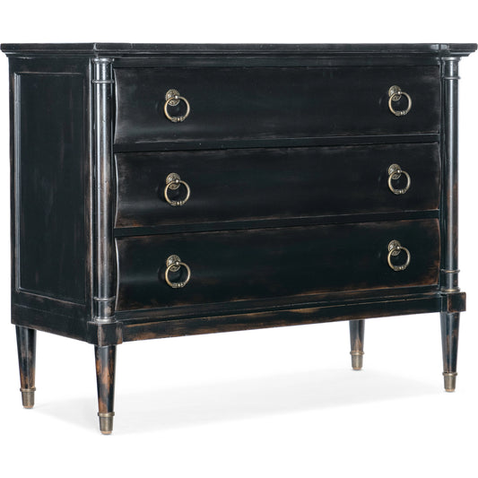 Charleston Three Drawer Chest - Armoire Base by Hooker Furniture in black cherry. Made from cherry veneers, cedar, metal in a transitional style.