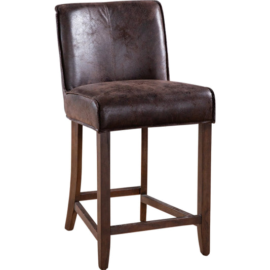 Avery Brown Counter Chair by World Interiors in brown and natural. Made from leather, birch wood in a traditional style.