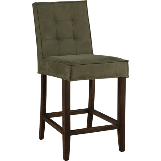 Aven Counter Chair by World Interiors in green and dark. Made from eco, suede in a eclectic & global style.