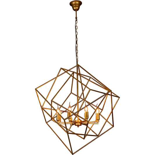 Heritage Geometric Pendant by World Interiors in gold and brass. Made from brass stone in a modern style.
