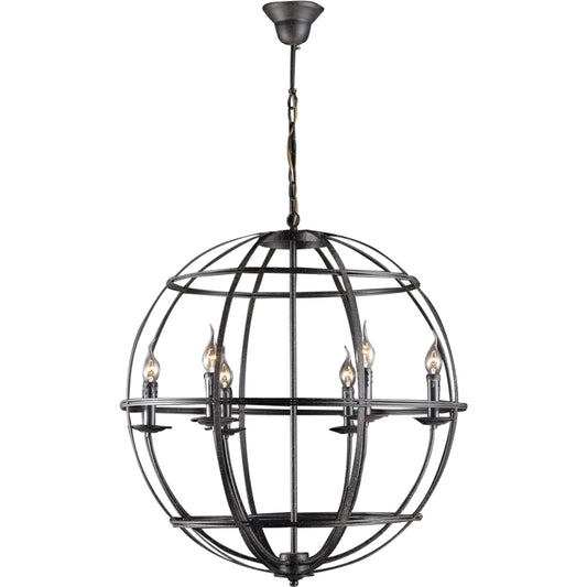 001 SI-2445246 | Primary Silo | Heritage Rustic Globe Pendant by World Interiors in black and matte black. Made from iron in a modern style.