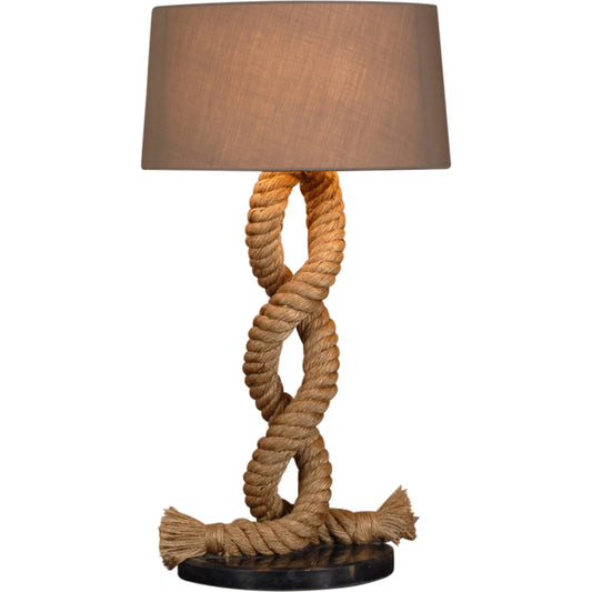 Heritage Rope Table Lamp by World Interiors in black. Made from iron, fabric, rope in a rustic style.