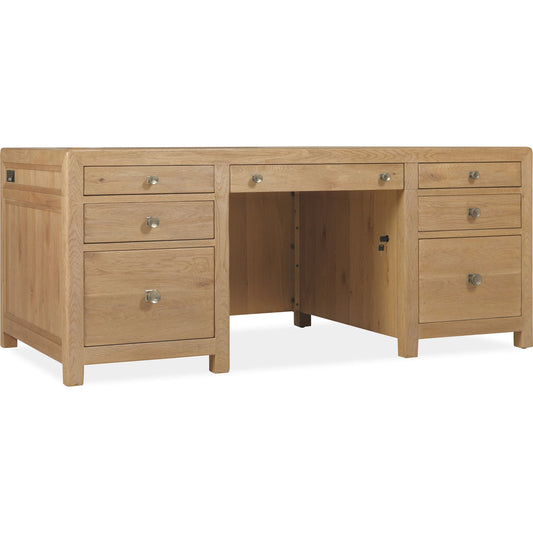 Driftwood Executive Desk by Hooker Furniture. Made from oak solids, oak veneers in a transitional style.
