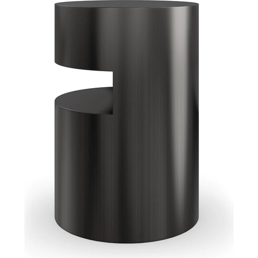 Brushed Tungsten End Table by Caracole in brushed tungsten. Made from metal in a modern style.