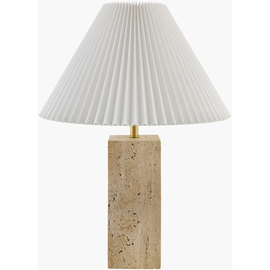 Autumn Laurel Table Lamp by Galey Alix x Livabliss in natural beige. Made from linen, polystyrene, iron in a transitional style.
