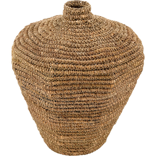 000 SI-2632941 | Primary Silo | Chiya Vase by Galey Alix x Livabliss in brown and powder coated. Made from seagrass, iron in a unique style.
