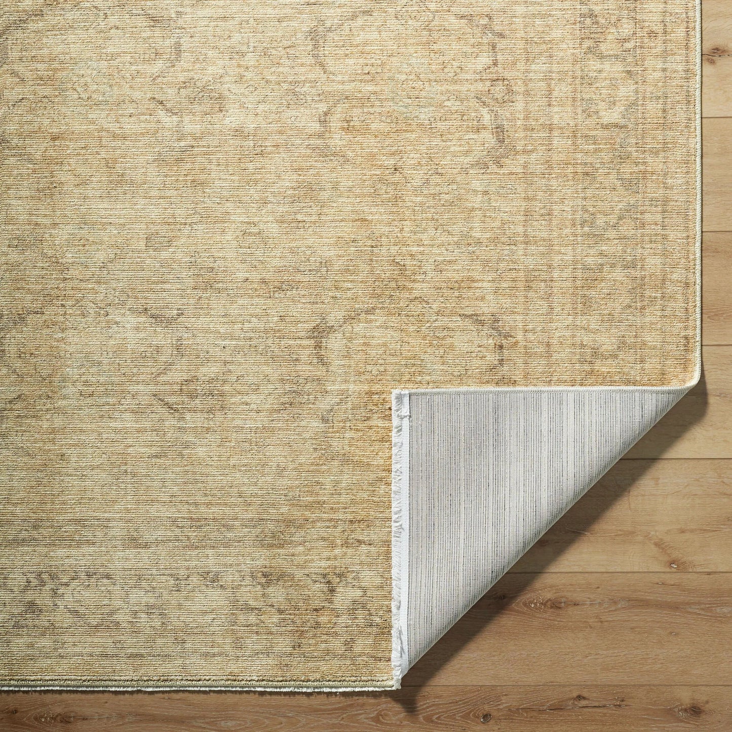 003 SI-2349585,SI-2349586,SI-2349587,SI-2349588,SI-2349589 | Closeup | Fetscher GAHU-2304 Rug by Galey Alix x Livabliss in dusty sage, ivory, brown, tan. Made from polyester in a unique style.