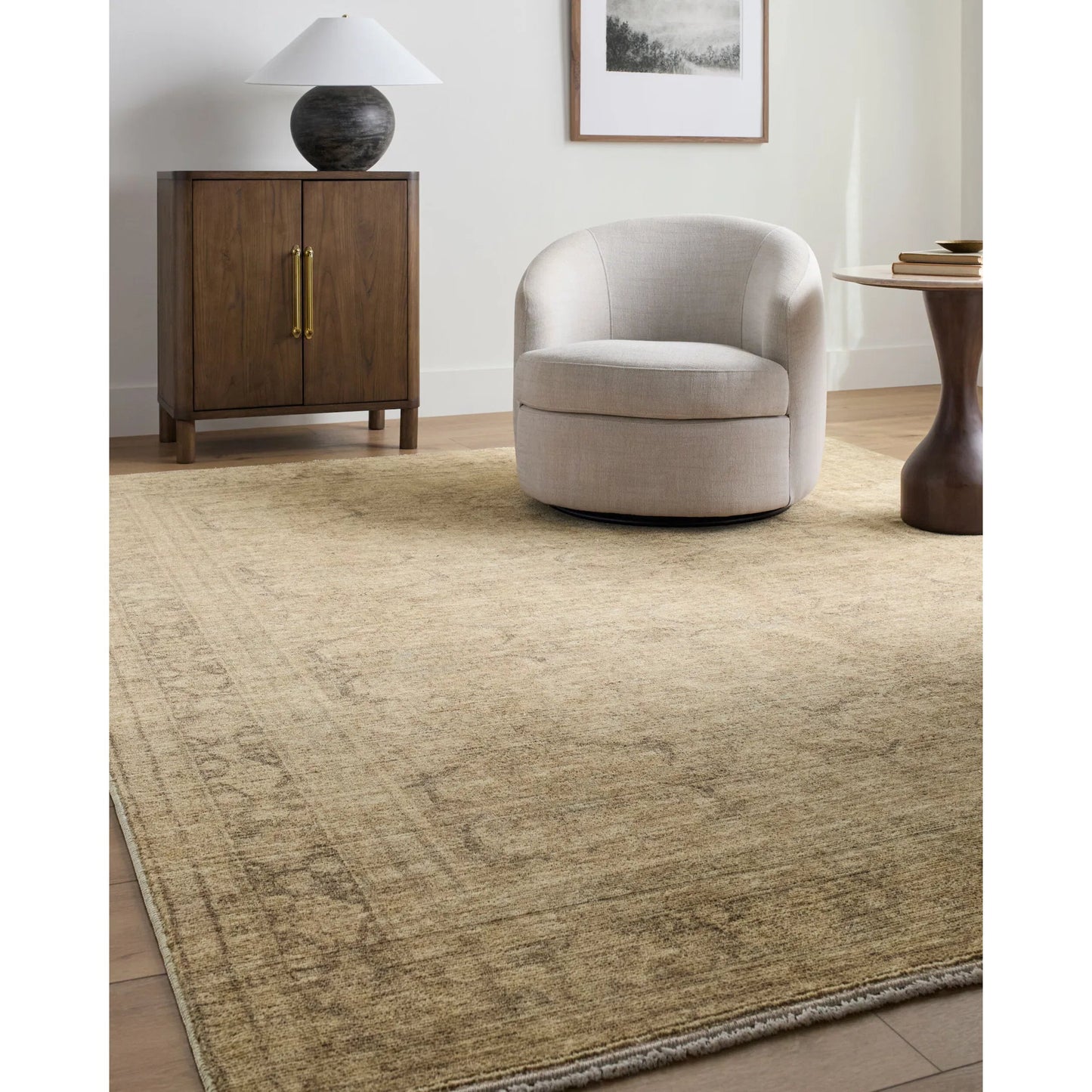 007 SI-2349585,SI-2349586,SI-2349587,SI-2349588,SI-2349589 | Lifestyle | Fetscher GAHU-2304 Rug by Galey Alix x Livabliss in dusty sage, ivory, brown, tan. Made from polyester in a unique style.