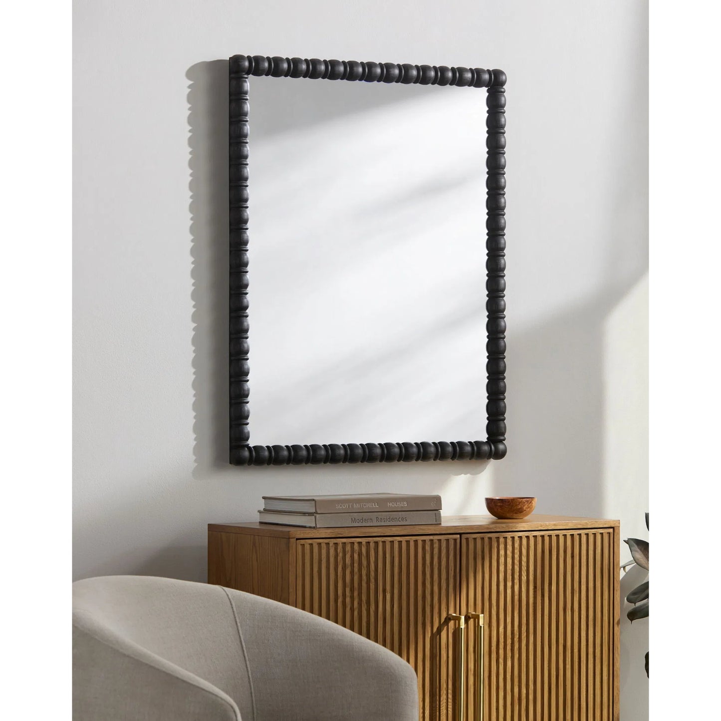 009 SI-2349750,SI-2349751,SI-2349752 | Lifestyle | Karling Blair Accent Mirror by Galey Alix x Livabliss in antiqued. Made from pine in a transitional style.