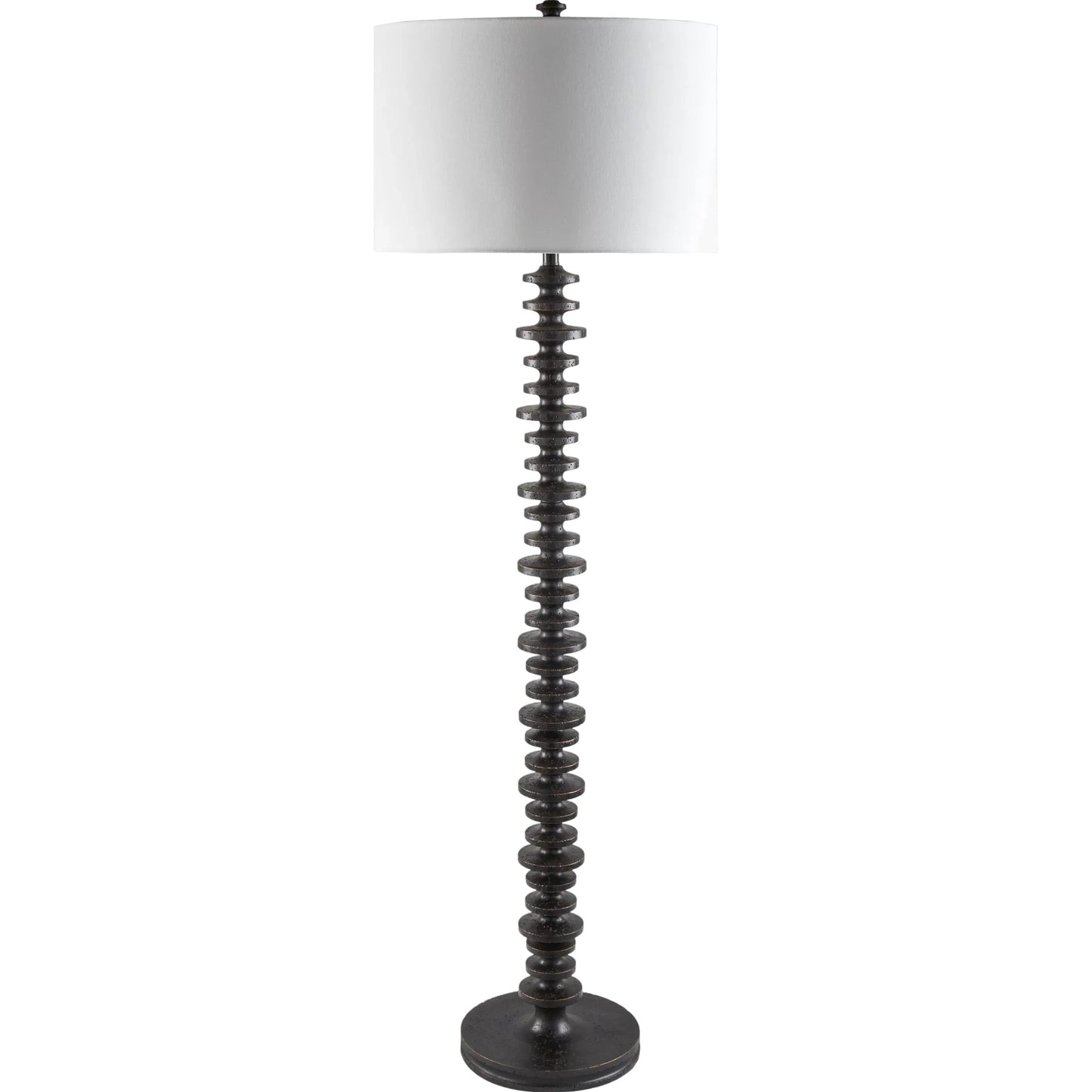 001 SI-2350166 | Primary Silo | Merrill Accent Floor Lamp by Galey Alix x Livabliss in body: black; base: black; shade: white; finial: black; harp: metallic - brass; cord: translucent and painted. Made from resin, linen in a modern style.