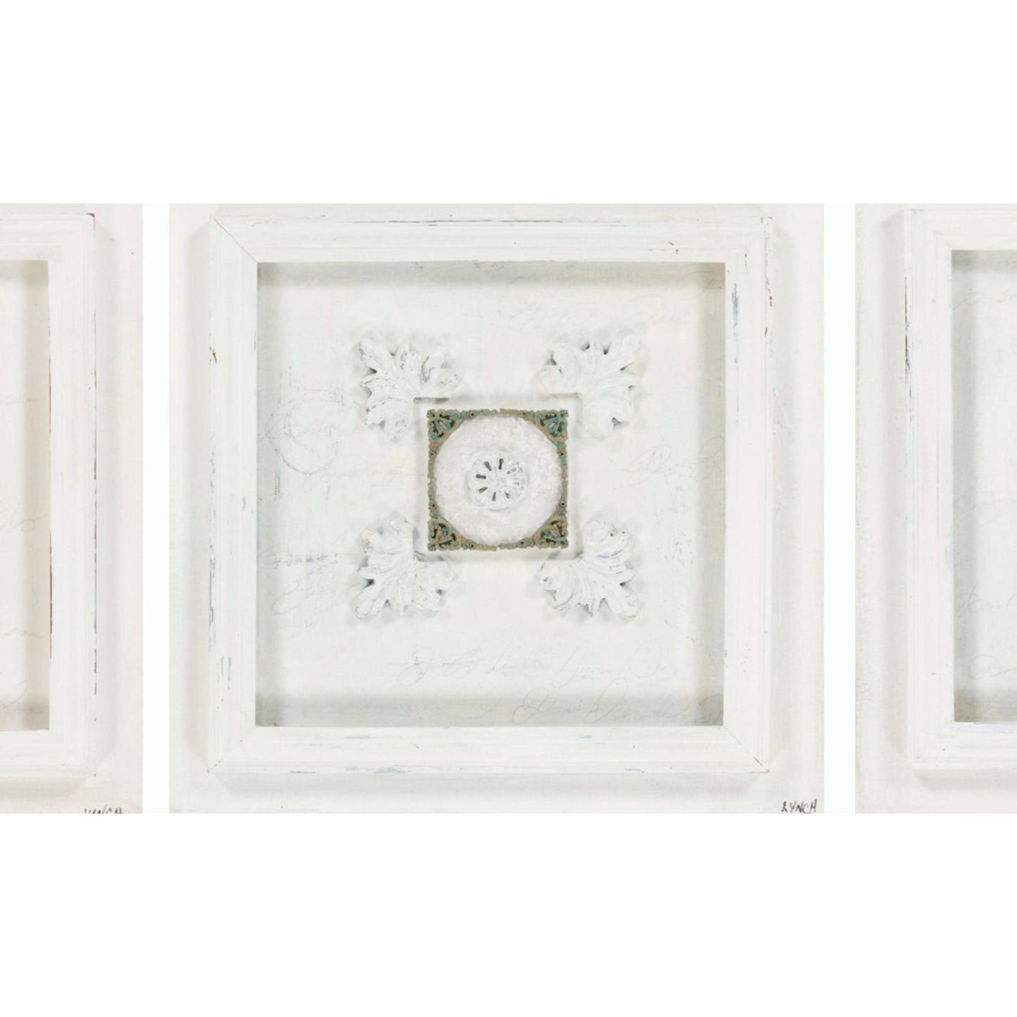 002 O-SURYA-GAR2000-1818 | Closeup | Surya Wall Decor Wall Art Piece - 16675 (Set of 3) by Surya in cream. Made from canvas, oil paint in a modern style.