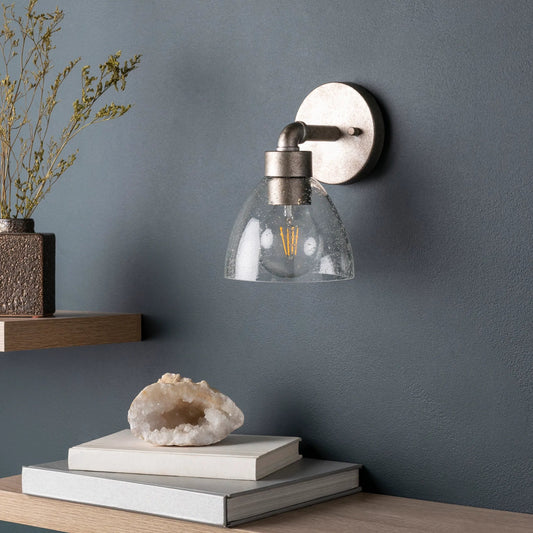 Garter Wall Sconce - 25325 by Surya in clear, metallic pewter and hand painted. Made from glass, metal in a modern style.