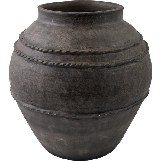 Stevi Vase by Galey Alix x Livabliss in gray and glazed. Made from ceramic in a traditional style.