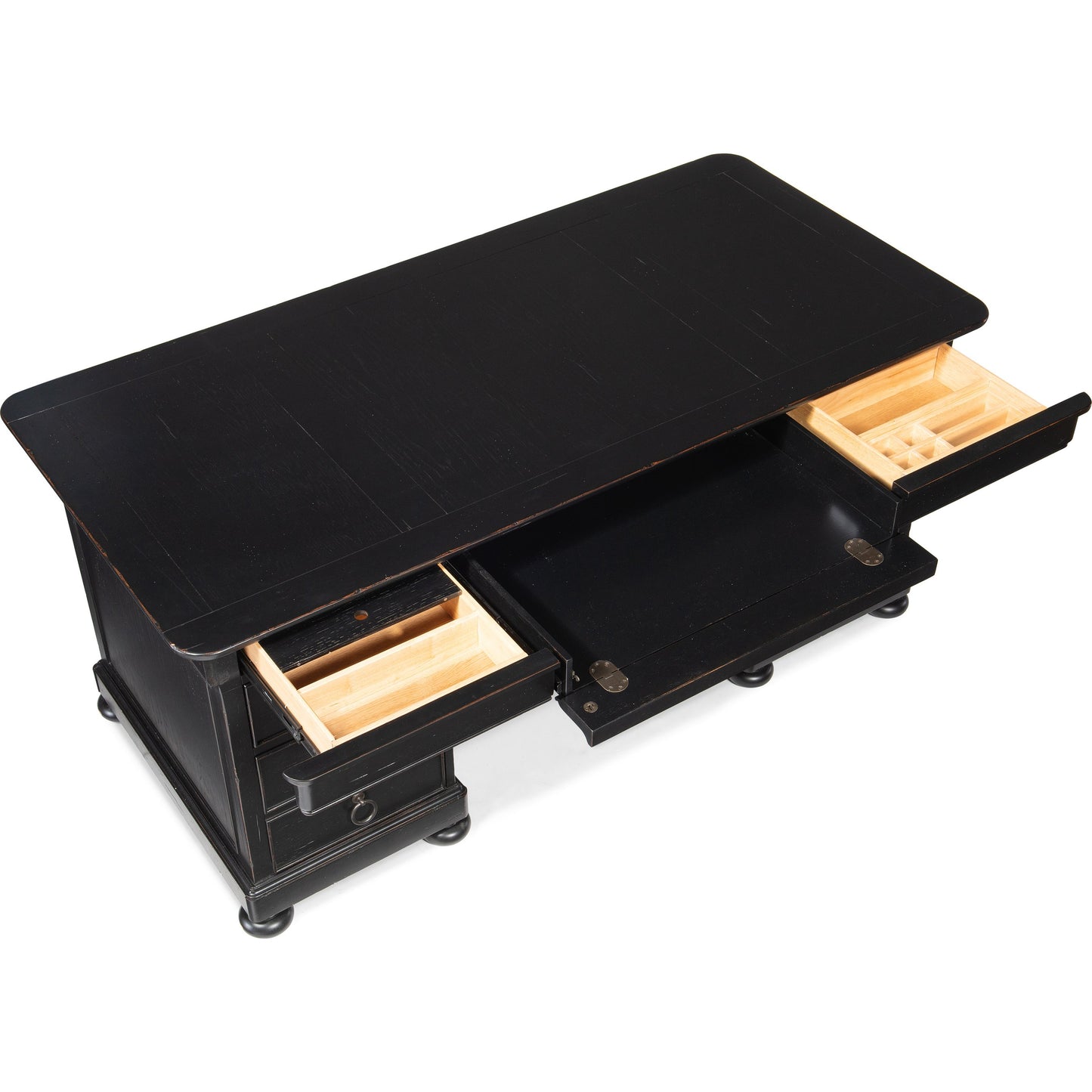 003 SI-1748467 | Additional Silo | Bristowe Executive Desk by Hooker Furniture in tuxedo black. Made from pecan veneers in a unique style.
