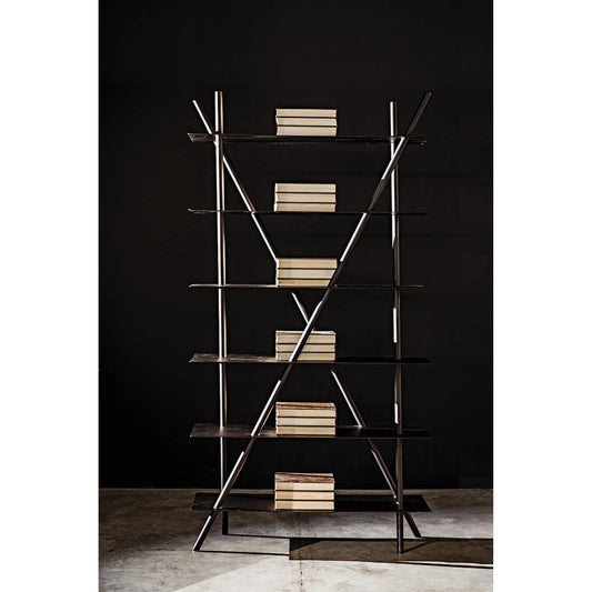 Siddhartha Bookcase by Noir in matte black. Made from industrial steel in a modern style.