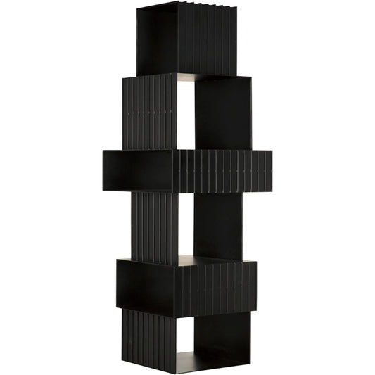 Fujimoto Bookcase by Noir in matte black. Made from industrial steel, decorative glass in a modern style.