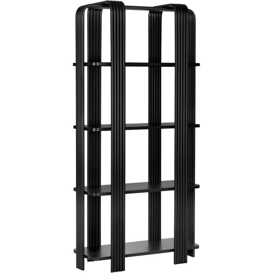 Giza Bookcase by Noir in matte black. Made from industrial steel in a modern style.