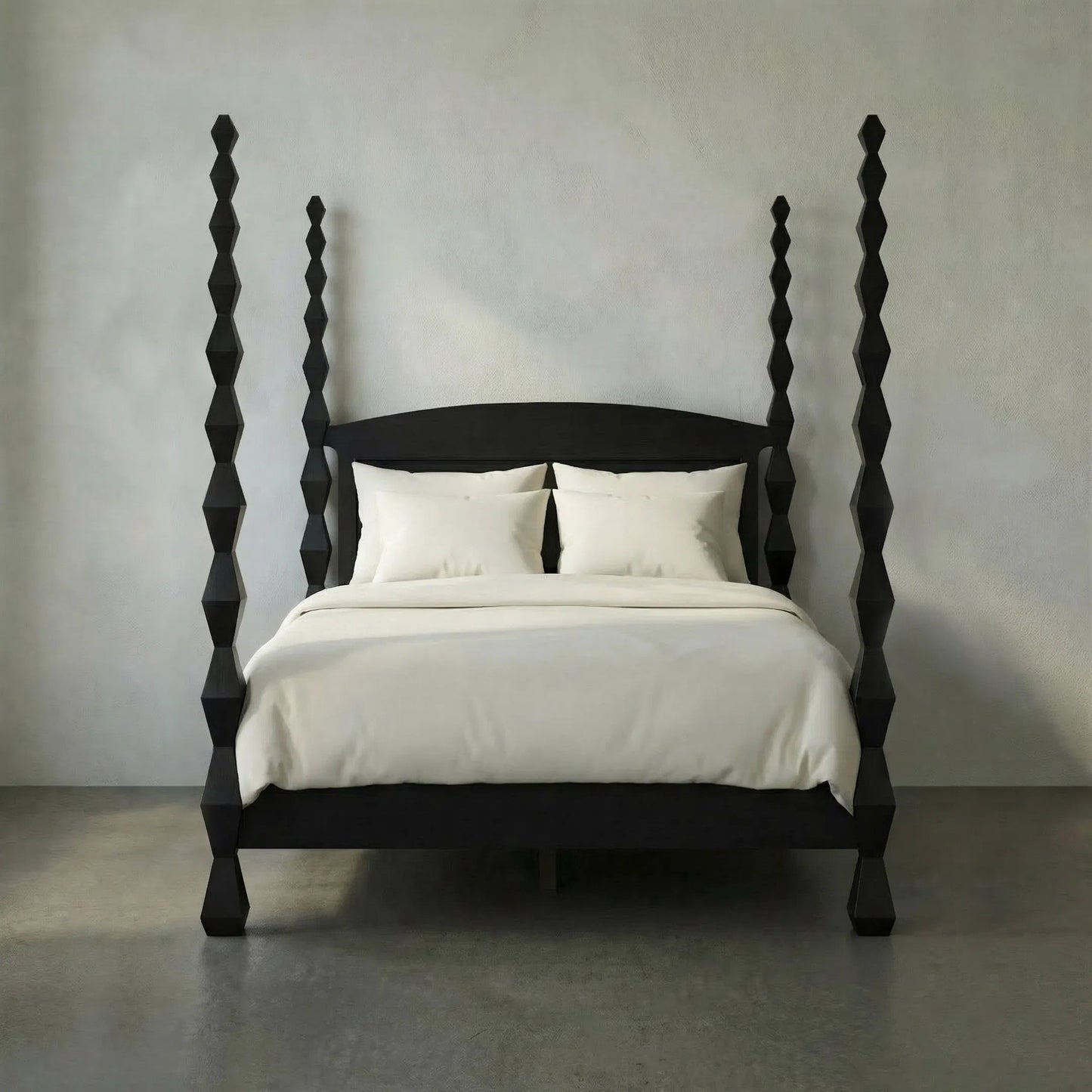 034 SI-1755517 | Lifestyle | Brancusi Bed by Noir in hand rubbed black. Made from mahogany in a eclectic & global style.
