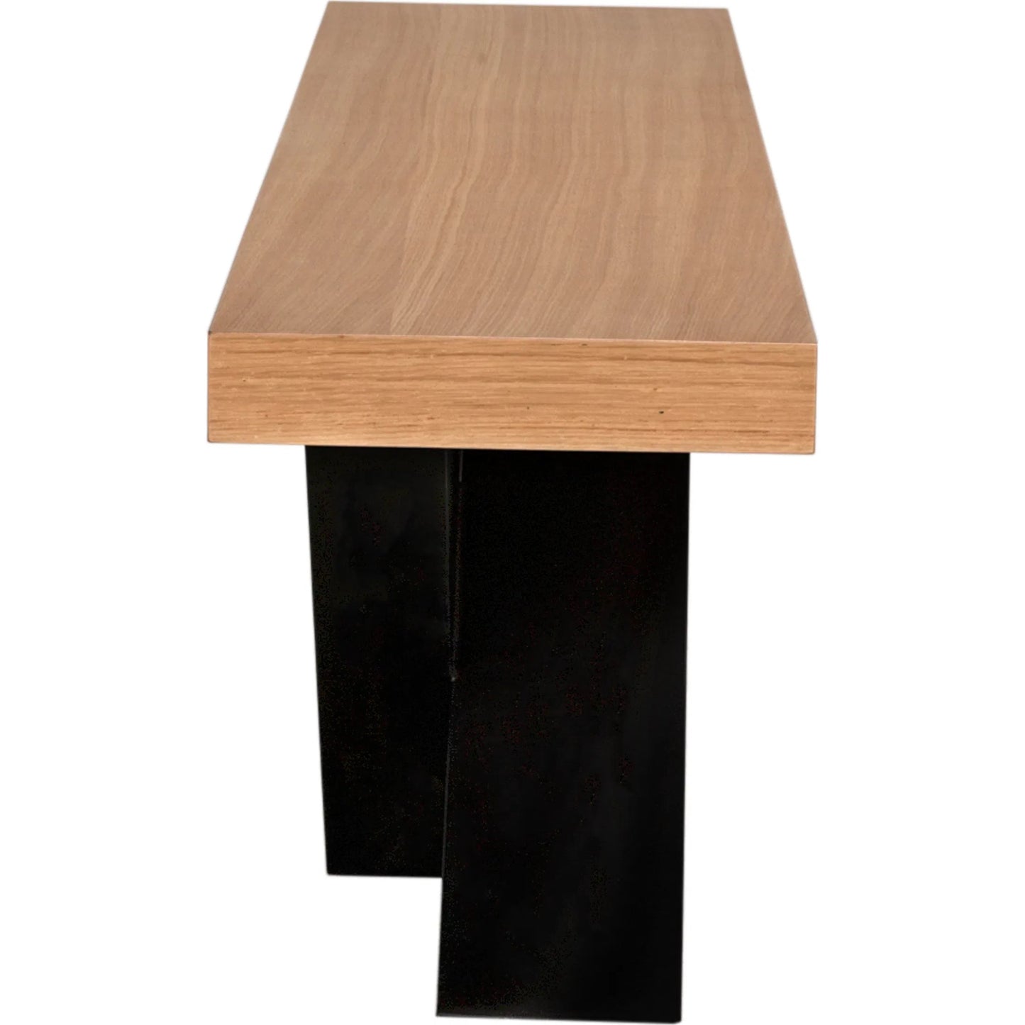 004 SI-2383630 | Closeup | Gravity Bench by Noir in white oak with clear flat. Made from white oak, industrial steel in a unique style.