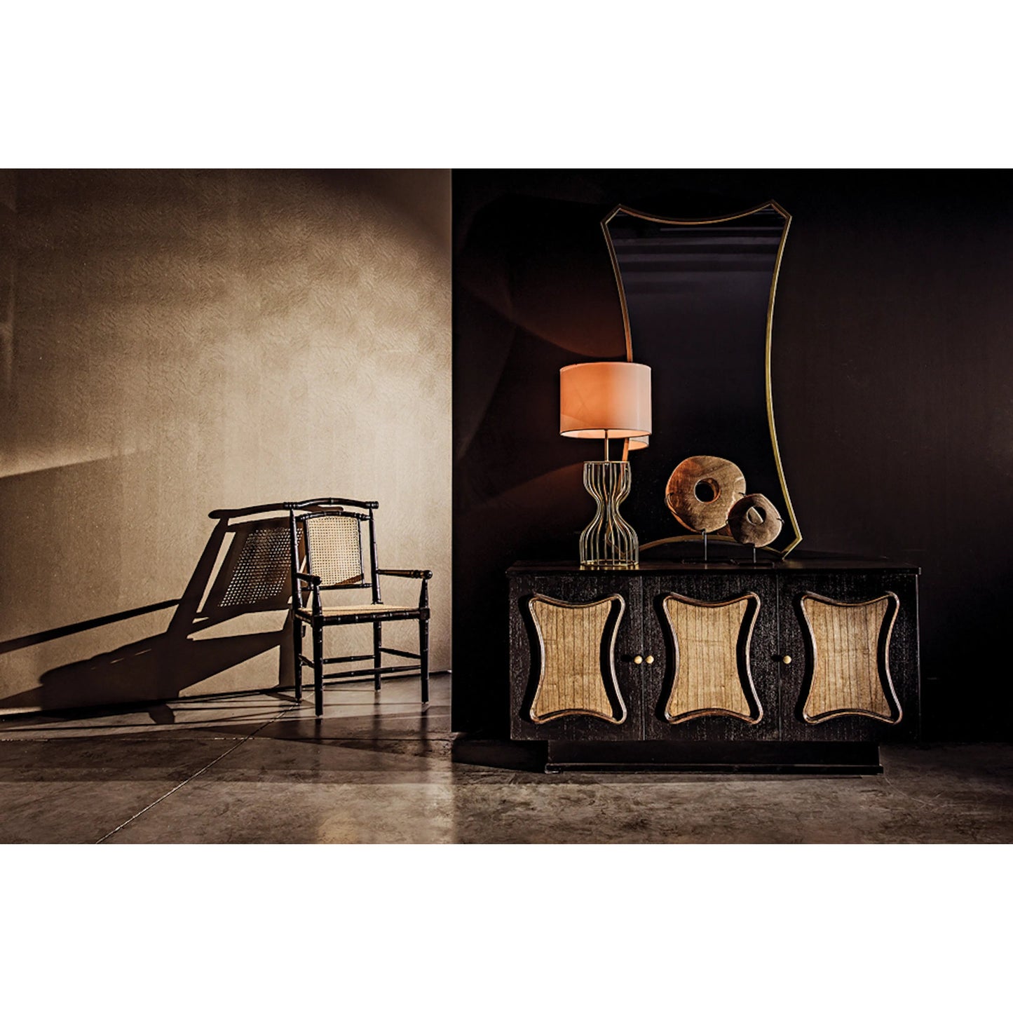 006 S-334560 | Lifestyle | Colonial Bamboo Arm Chair by Noir in hand rubbed black. Made from mahogany in a traditional style.